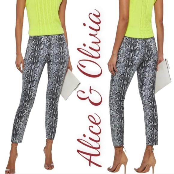 ALICE + OLIVIA Snakeprint Skinny Stretchy High Rise Ankle Jeans, Size 29 - Picture 1 of 9